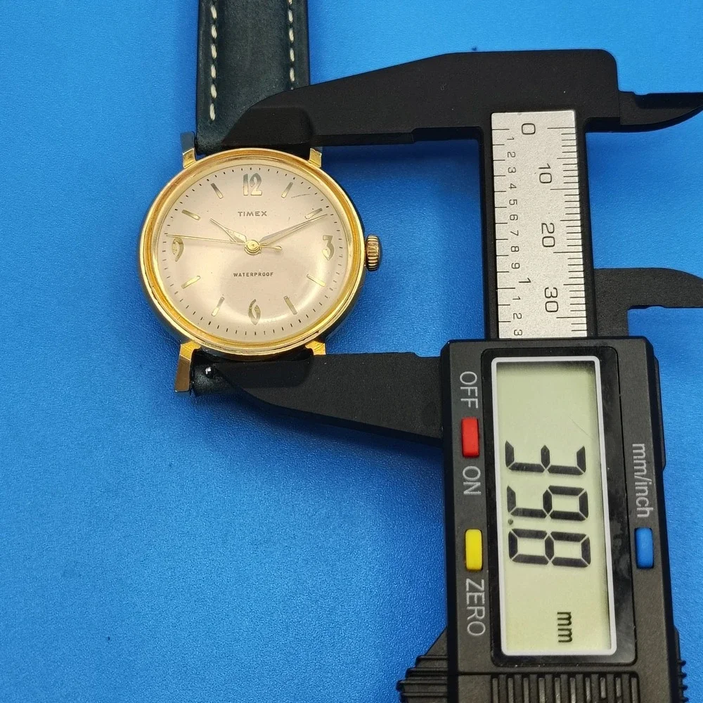Vintage 1968 Timex Gold Tone 39mm Mens Mechanical Wind Watch Restored New Strap